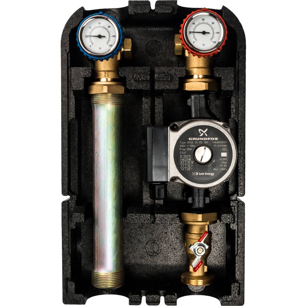 STOUT SDG-0001 Насосная группа с прямым контуром 1" с насосом Grundfos UPSO 25-65 в теплоизоляции SDG-0001-002502