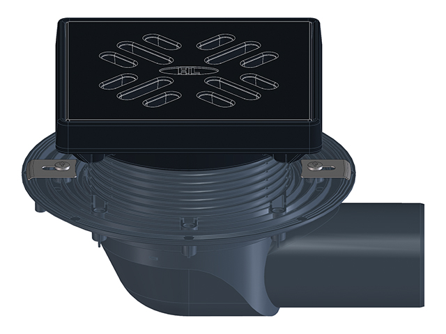 HL 5100TG Трап для балконов и террас с чугунной решеткой, с горизонтальным выпуском DN75 Ду DN75 мм