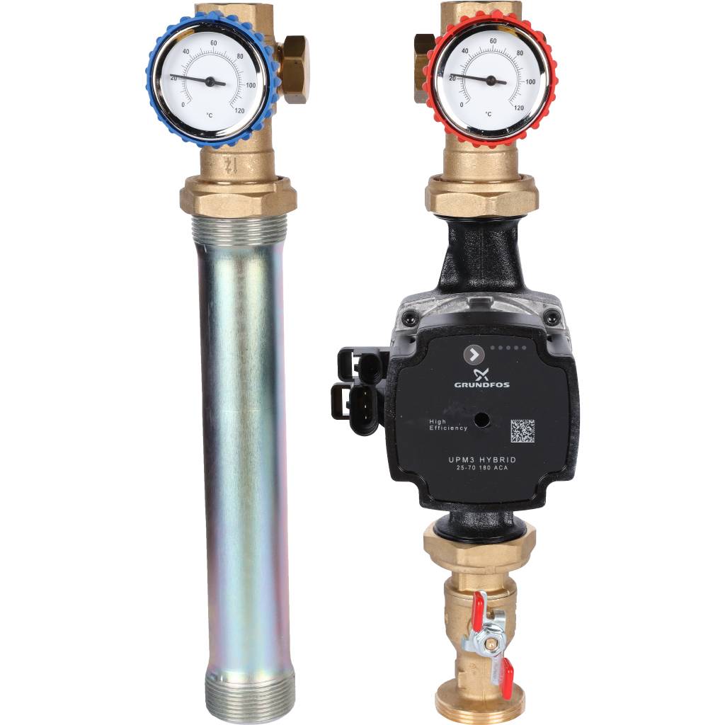 STOUT SDG-0001 Насосная группа с прямым контуром 1" с насосом Grundfos UPM3 Hybrid 25-70 SDG-0001-002503