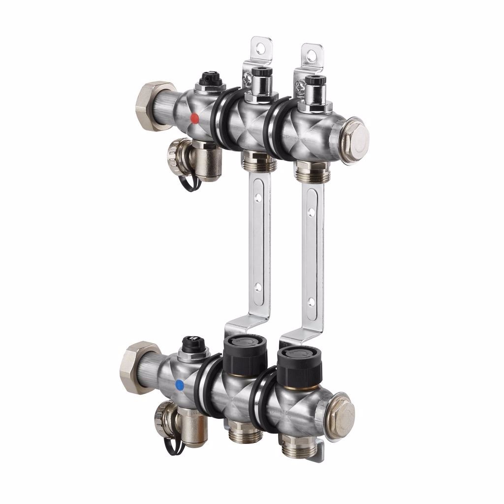 Группа коллекторная нержавеющая сталь 1" нак/г 10 вых 3/4" НР под евроконус Multidis SF Oventrop 1404560 128-2233 Ду 1"х3/4" мм