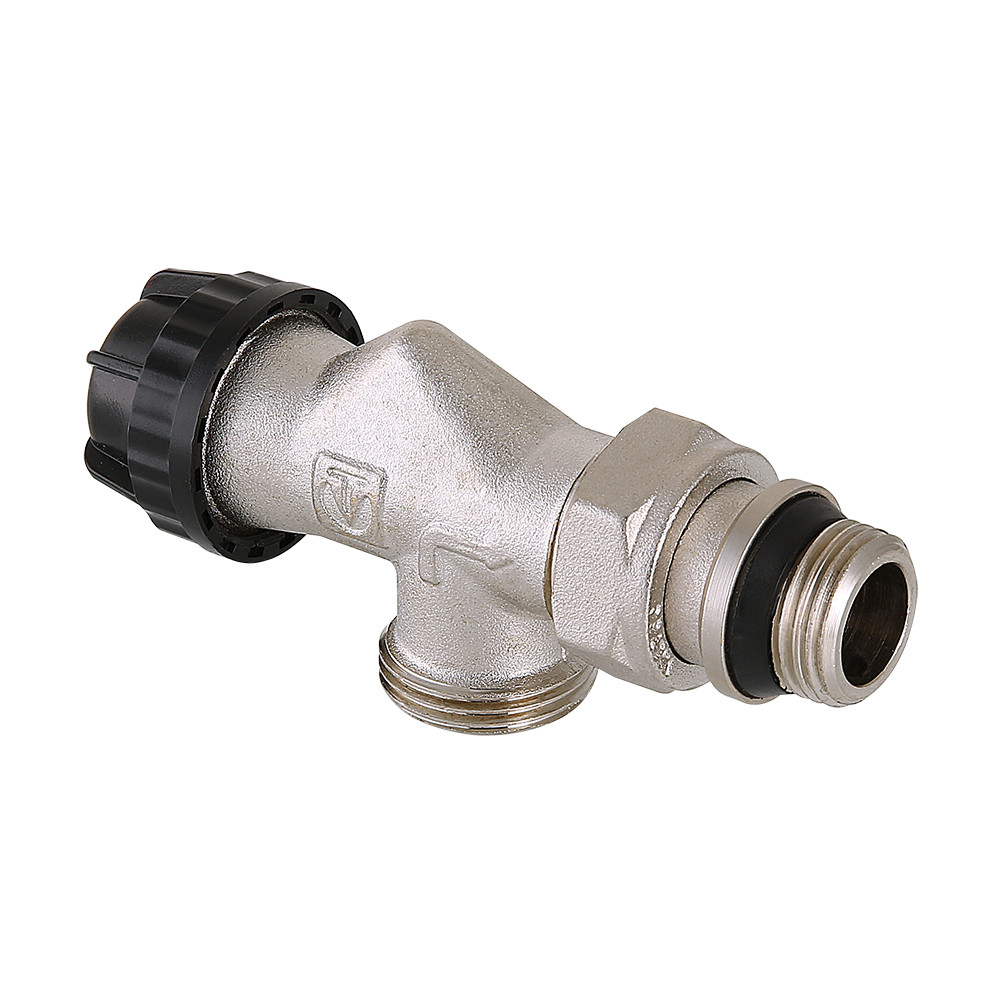 Клапан термостатический угловой с осевым управлением, преднастройкой и дополнительным уплотнением VALTEC VT.180.NER.04