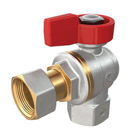 Кран шаровой латунь никель угловой R781 Ду 15 Ру16 ВР/нак. гайка полнопроходной флажок Giacomini R781PX013 Ду 15 мм