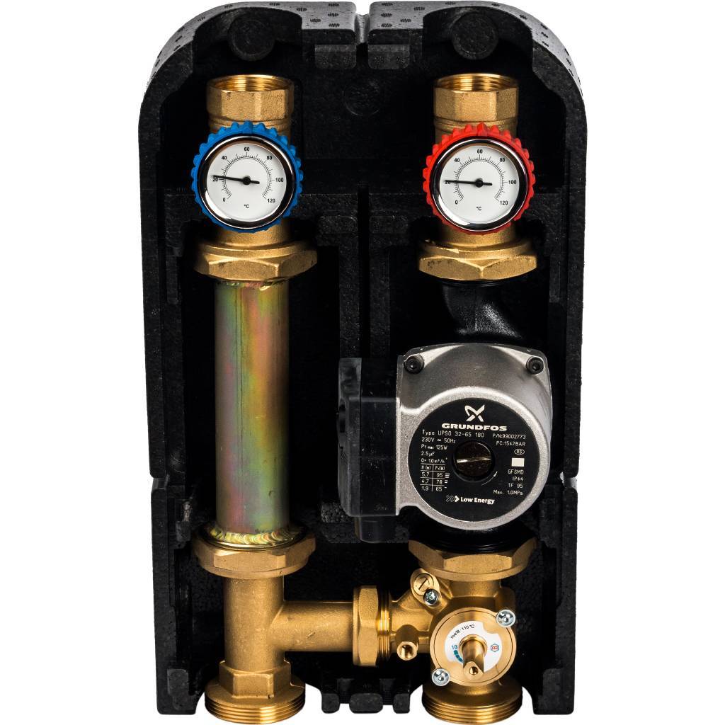 STOUT SDG-0007 Насосная группа со смесителем 1" с насосом Grundfos UPSO 25-65 DN 32 SDG-0007-003202