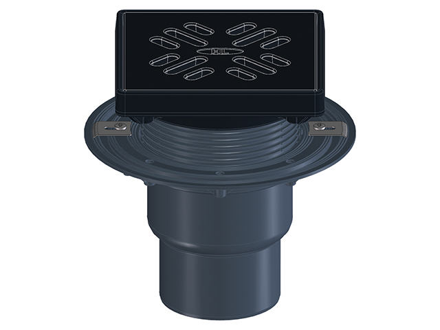 HL 3100TG Трап для балконов и террас с вертикальным выпуском DN75/110, с чугунной решёткой (15т) Ду DN75/110 мм