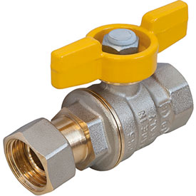 Кран шаровой латунь никель газ R730PG Ду 20 ВР/нак. гайка полнопроходной бабочка Giacomini R730PGAX004 Ду 20 мм