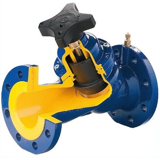Клапан балансировочный ручной чугун 447A Ду 65 Ру16 Тмакс=120 оС фл Kvs=88.8м3/ч с измерительными ниппелями Zetkama 447A065C72 Ду 65 мм