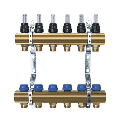 Группа коллекторная латунь 1" ВР/ВР 11 вых 3/4" НР под евроконус с расходомерами IWS STAHLMANN SML0001/03411BR 128-6921