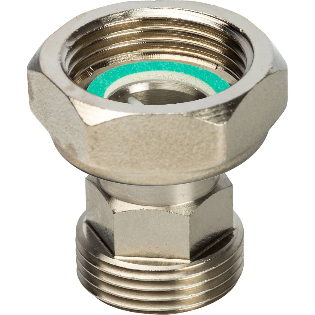 STOUT Разъемное соединение с плоским уплотнением и обратным клапаном, никелированное 1" SDG-0019-020025