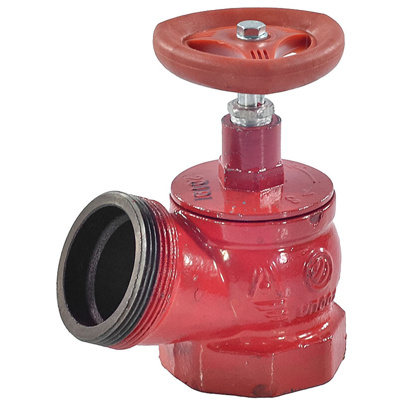 Клапан пожарный чугун угловой 125 гр КПК 50-1 Ду 50 1,6 МПа муфта-цапка Апогей 110037 016-0222 Ду 50 мм