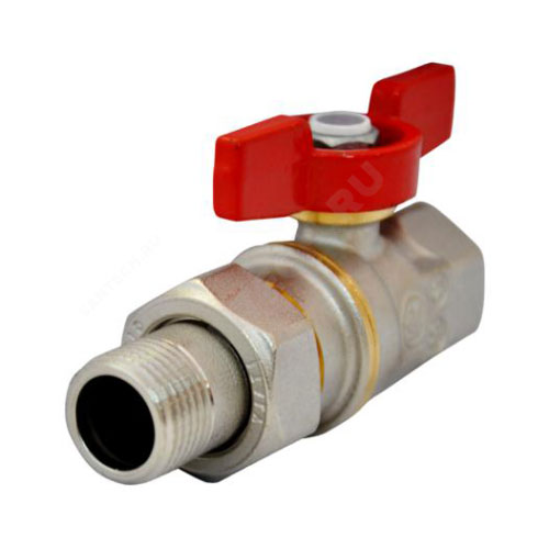 Кран шаровой латунь никель R919 Ду 15х20 Ру42 ВР/"американка" полнопроходной бабочка переходн Giacomini R919X004 Ду 15х20 мм