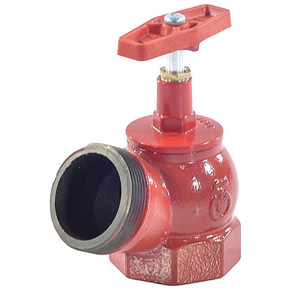 Клапан пожарный чугун угловой 125 гр ПК50 Ду 50 1,6 МПа муфта-цапка Цветлит ZW80001 016-1264 Ду 50 мм