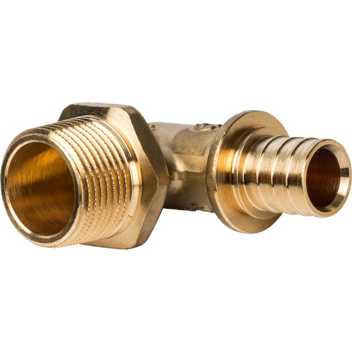 STOUT Угольник-переходник с наружной резьбой 20xR 3/4" для труб из сшитого полиэтилена аксиальный SFA-0020-000020