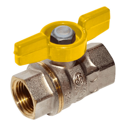 Кран шаровой латунь никель газ R731G Ду 10 ВР полнопроходной бабочка Giacomini R731GAX002 Ду 10 мм