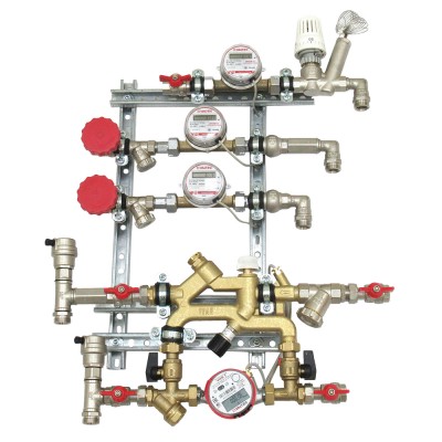 Квартирная станция для систем отопления и водоснабжения с рециркуляцией ГВС и перепускным клапаном VALTEC