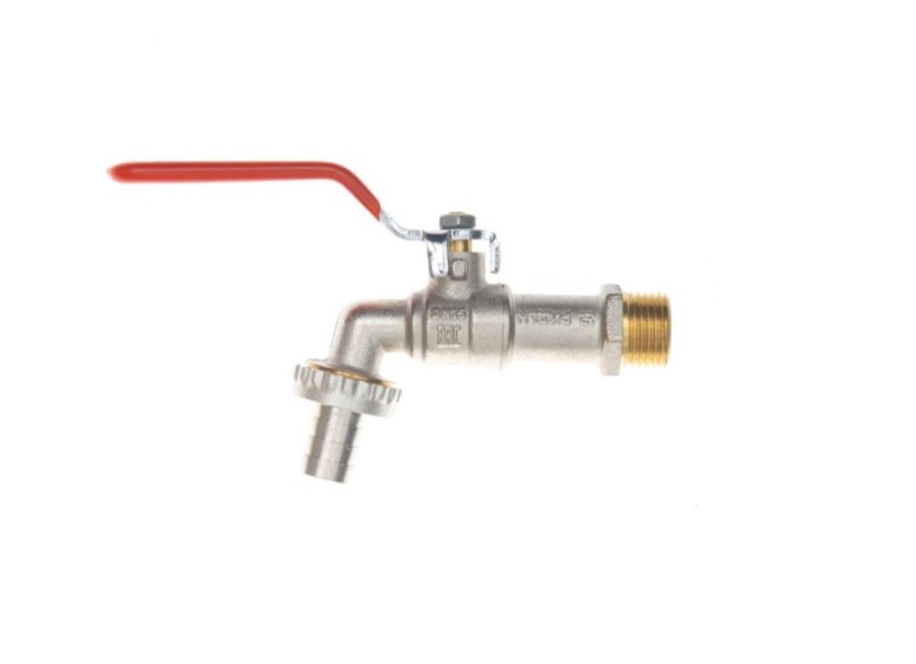 Ридан BVR-CR 065B8302RG — Кран шаровой ГОСТ59553-2021 c наружной резьбой и насадкой под шланг PN10 DN25; Т -20 ℃ ...+95 ℃; материал корпуса латунь Ду 25 (ГОСТ 28338) мм