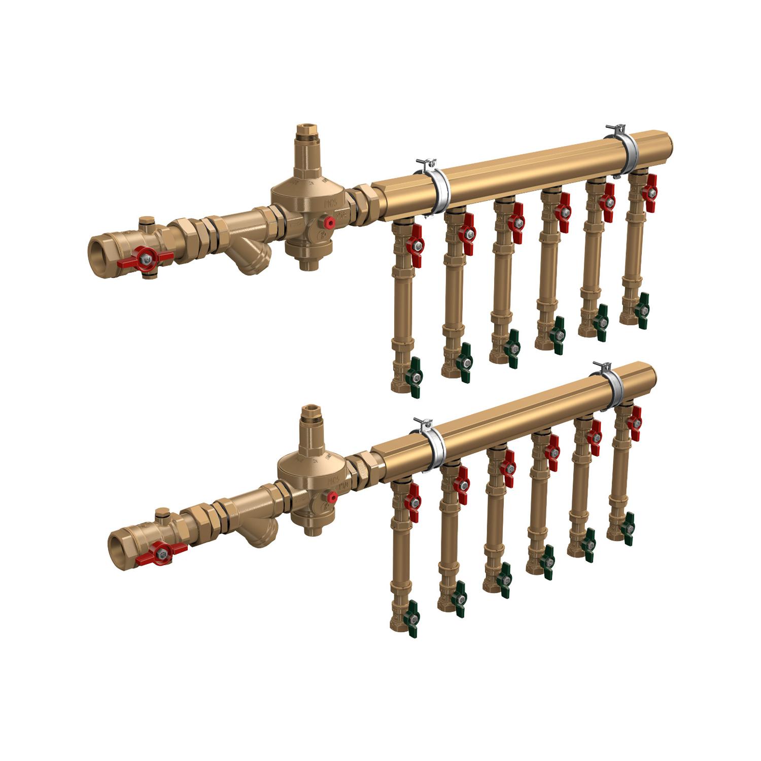 Узел коллекторный этажный латунь Ду 32 для учёта расхода ТЭ GE550-R4 1" 10 вых 3/4" Giacomini GE550Y370 040-3007 Ду 32 мм