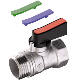 Кран шаровой латунь хром мини R690 Ду 15 Ру16 ВР флажок с набором цветных вставок Giacomini R690X003 Ду 15 мм