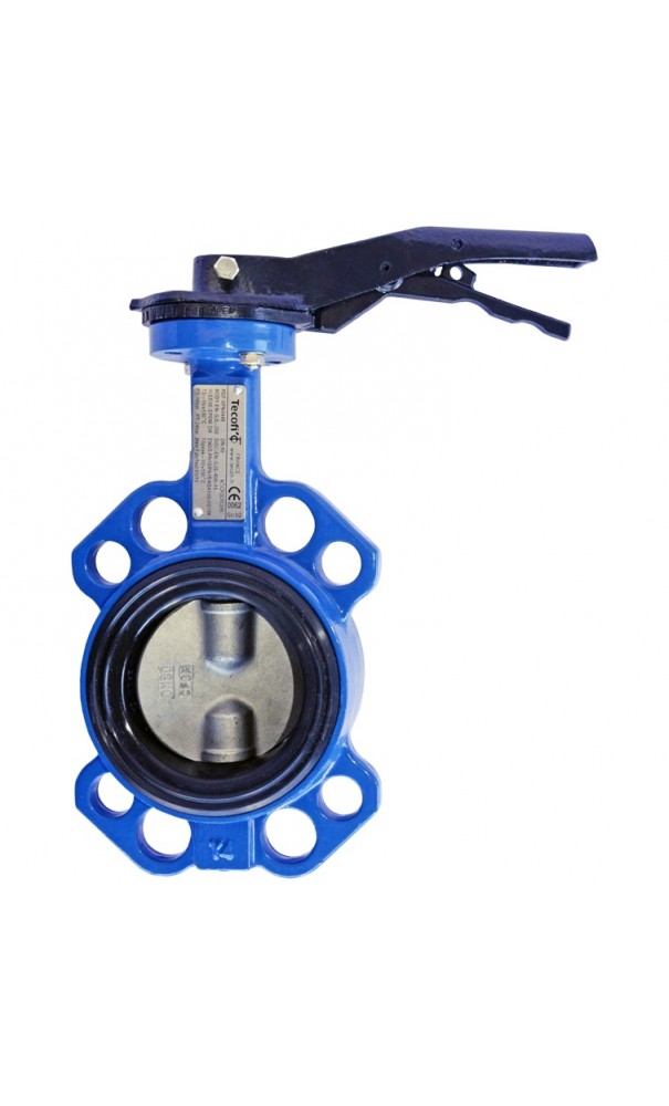 Затвор дисковый поворотный сталь VP5445S-02EP Ду 100 Ру16 межфл с рукояткой диск сталь манжета EPDM Tecofi VP5445S-02EP0100 Ду 100 мм