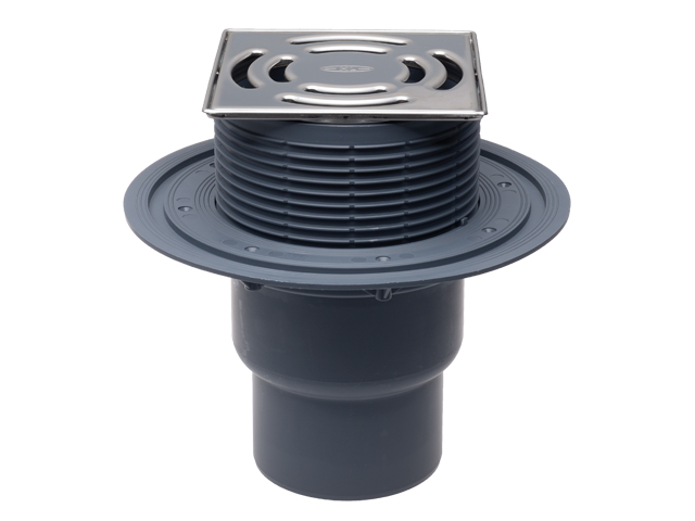 HL 3100T Трап для балконов и террас с решеткой КЛИК-КЛАК, с вертикальным выпуском DN75/110 Ду DN50/75/110 мм