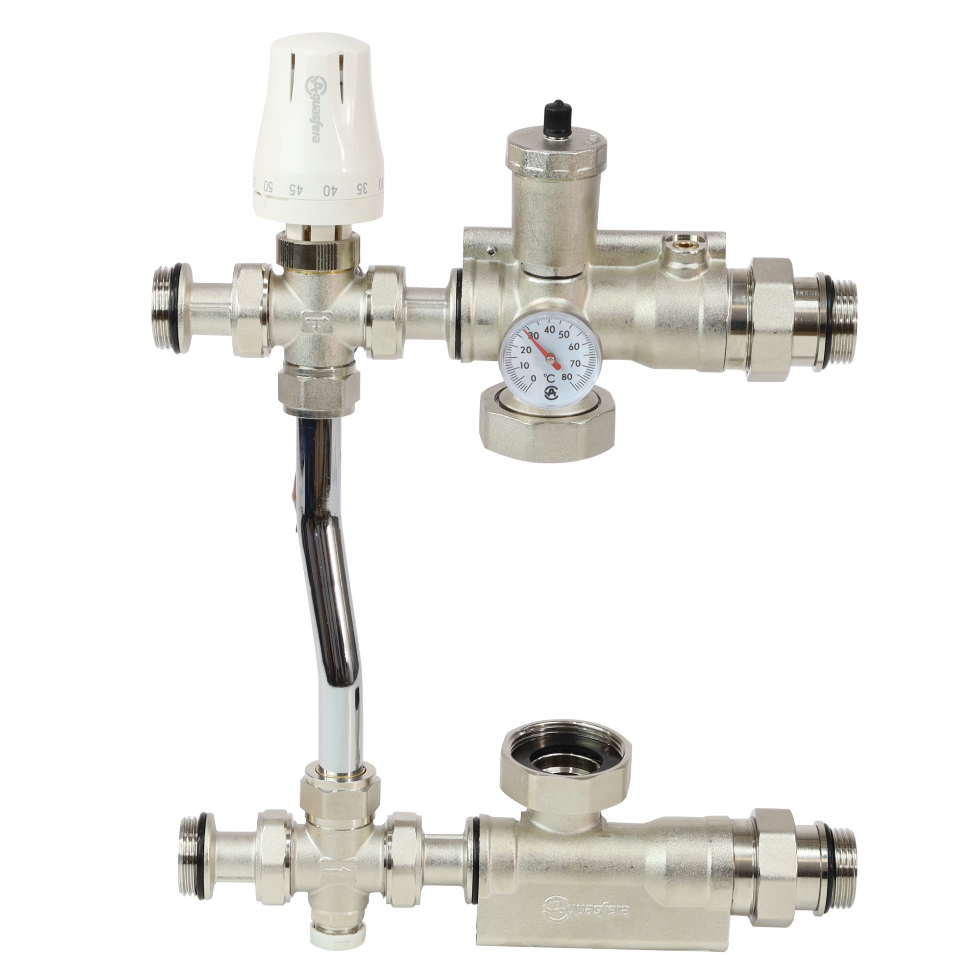 Узел насосно-смесительный латунь 1" без насоса 130 мм Aquasfera 9510-02 040-4956