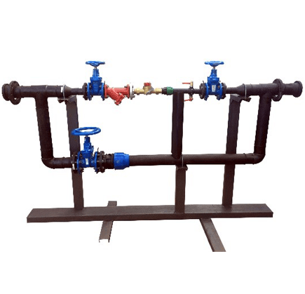 Водомерный узел в сборе из трубы ПЭ и ПНД двух веточный ДУ80