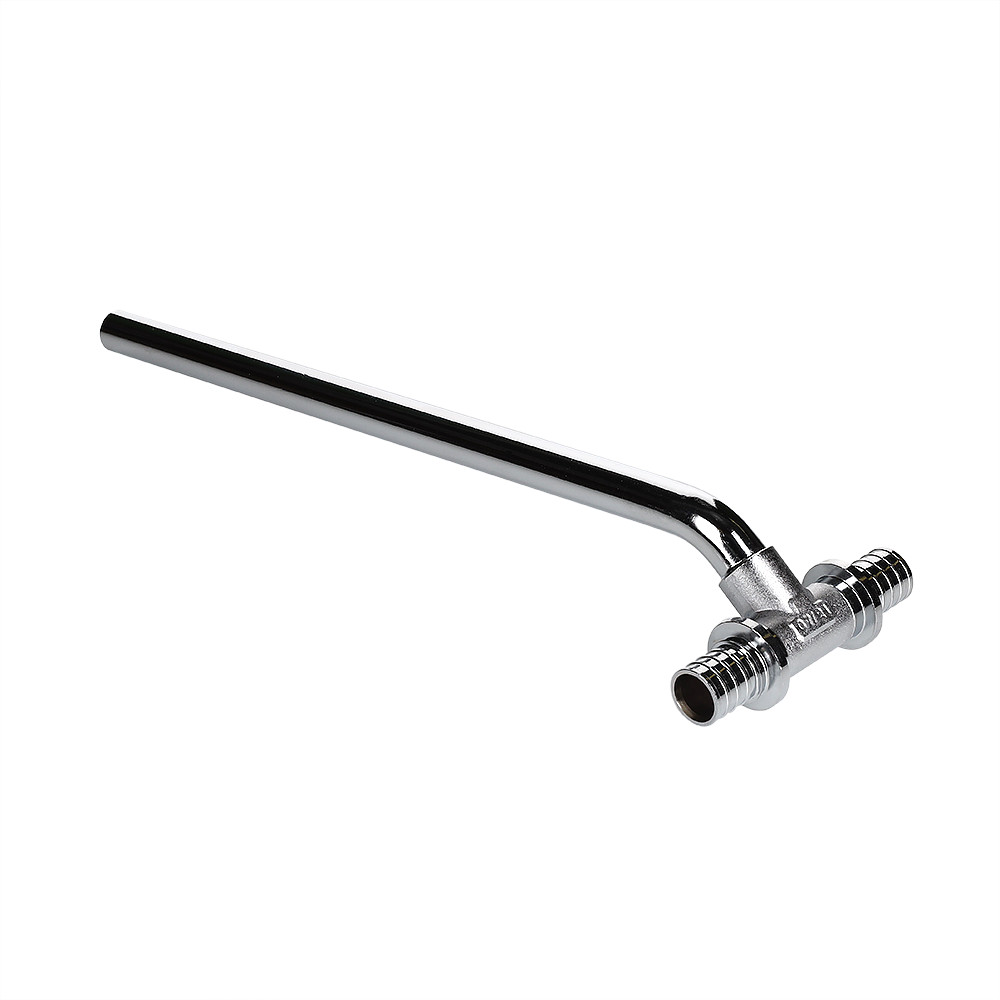 Фитинг аксиальный универсальный – тройник радиаторный с хромированной латунной трубкой, короткий VALTEC VTm.482.C.161520