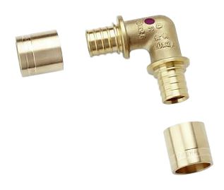 Угольник для PE-X латунь Дн 16х90гр с гильзами SL Rehau 11371971004 Ду 16 мм