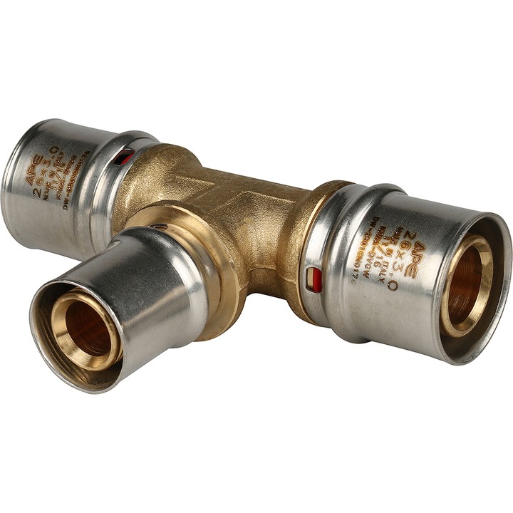 STOUT Тройник переходной 26х20х26 для металлопластиковых труб прессовой SPM-0001-052630