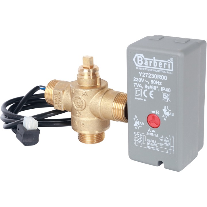 STOUT 3-Ходовой зональный клапан, сервопривод 230V, с кабелем 1м., НР 3/4" SVM-0050-326005 Ду 20 мм