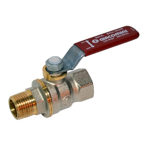 Кран шаровой латунь никель R914L Ду 32 Ру35 ВР/НР полнопроходной рычаг Giacomini R914LX026 Ду 32 мм