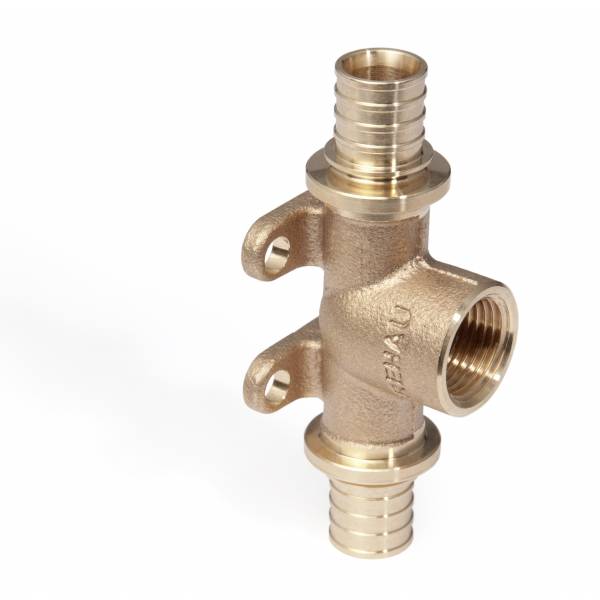 Тройник для PE-X бронза Дн 16х1/2"х16 ВР с креплением RAUTITAN RX Rehau 138841402 Ду 16 мм