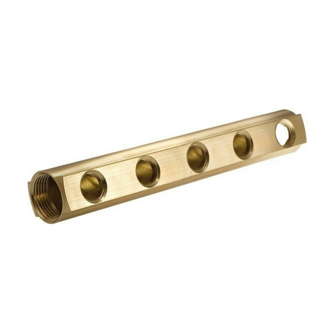 Коллектор латунь 3/4" ВР/ВР на 6 вых 3/8" ВР м/о 40мм Апогей 422628 129-8413