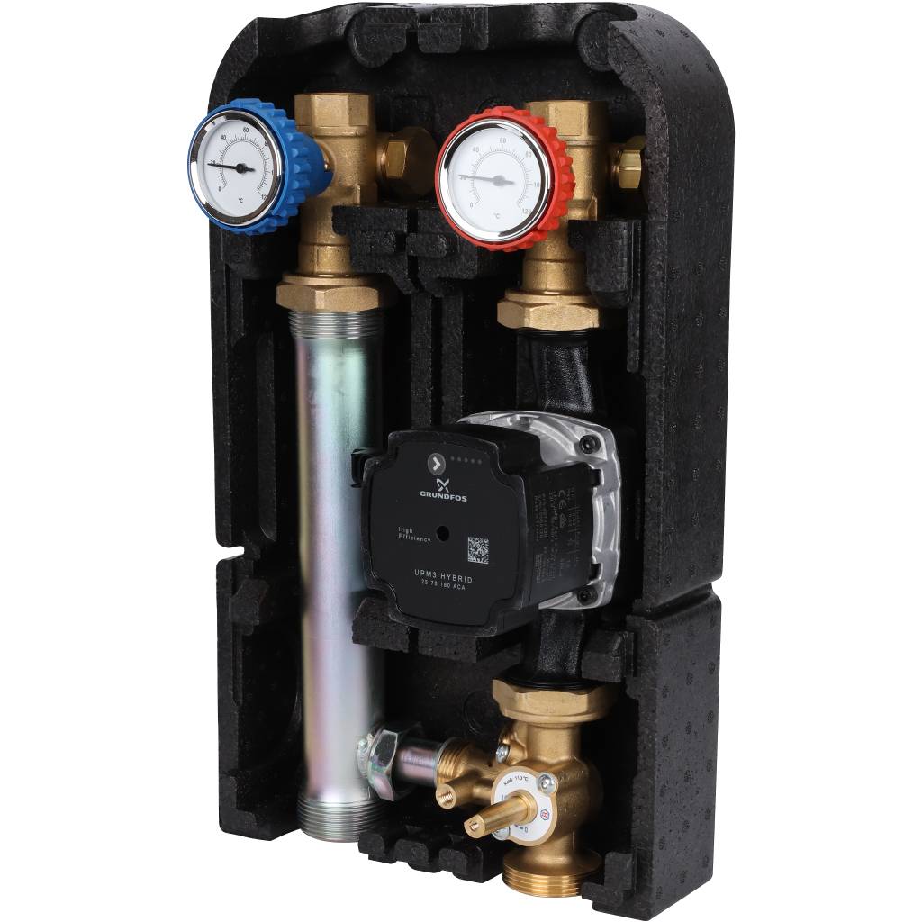 STOUT SDG-0003 Насосная группа с 3-х ходовым приводным смесителем 1"с насосом Grundfos UPM3 Hybrid 25-70 SDG-0003-002503