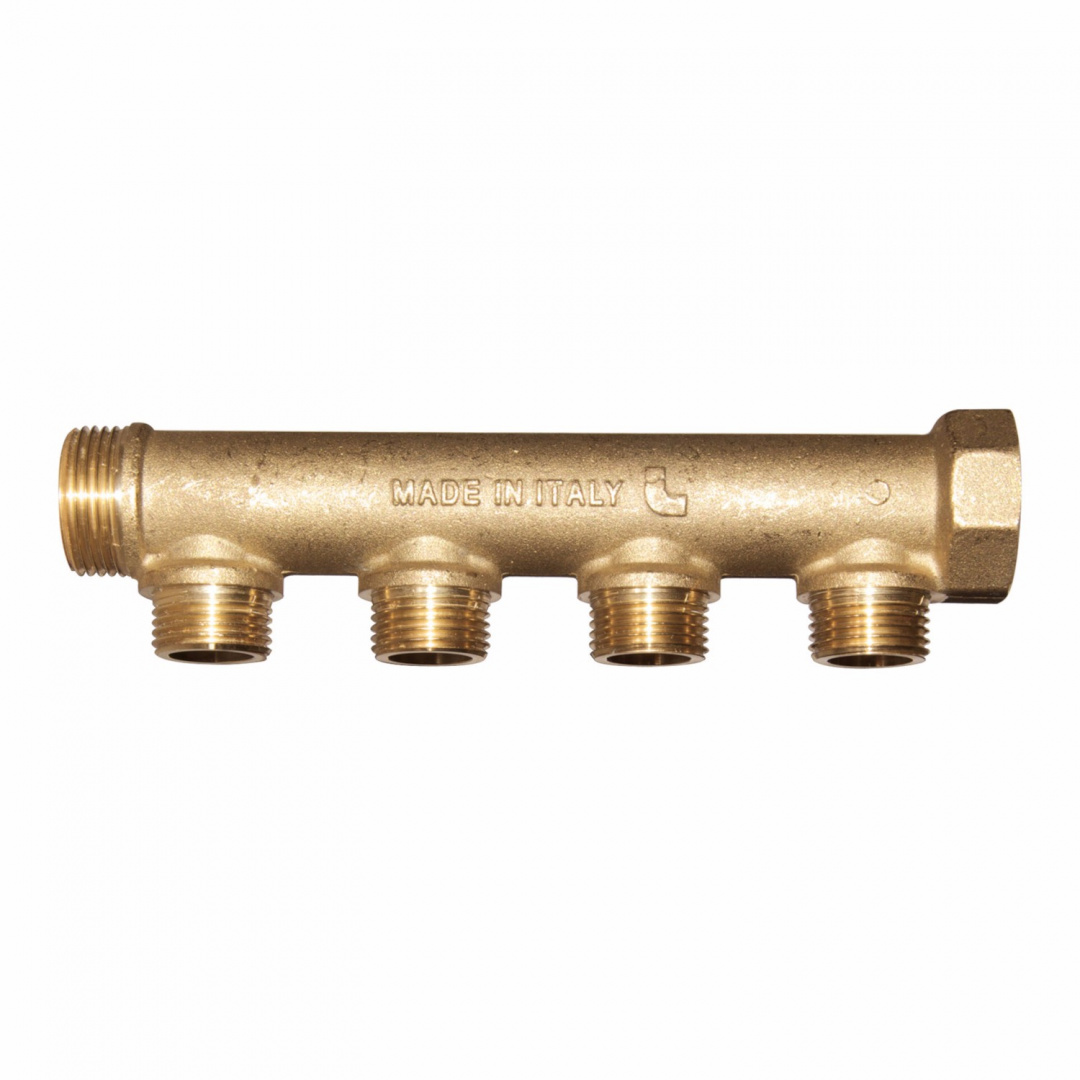 Коллектор латунь 3/4" ВР/НР на 2 вых 1/2" НР м/о 35мм под конус R580C Giacomini R580CY062 040-0222