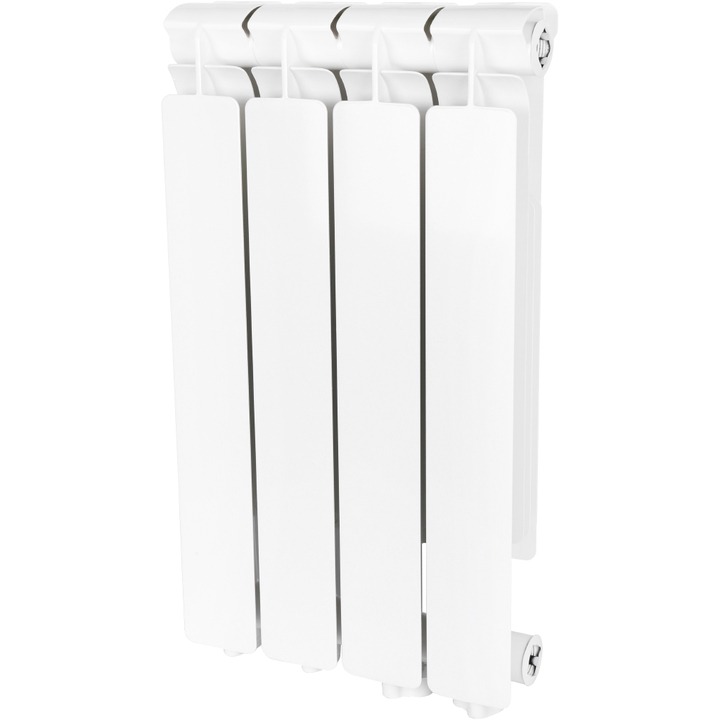 STOUT Bravo 500 4 секции радиатор алюминиевый нижнее правое подключение (белый RAL 9010) SRB-0310-050007