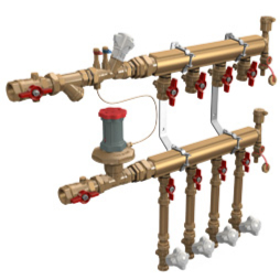 Узел коллекторный этажный латунь Ду 40 для учёта расхода ТЭ GE553-B3 1 1/4" 11 вых 3/4" Giacomini GE553Y261 040-2998 Ду 40 мм