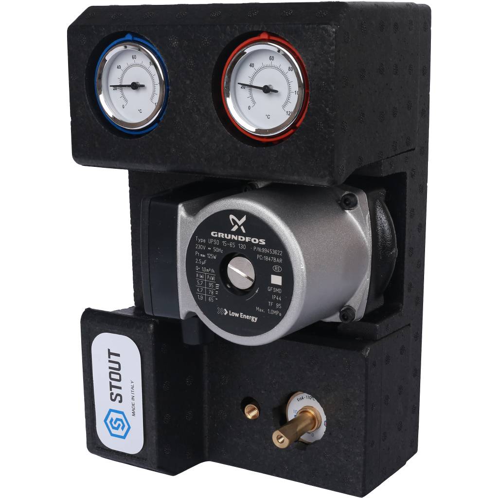 STOUT SDG-0007 Насосная группа с 3-х ходовым приводным смесителем 3/4" с насосом Grundfos UPSO 15-65 130 SDG-0007-002002