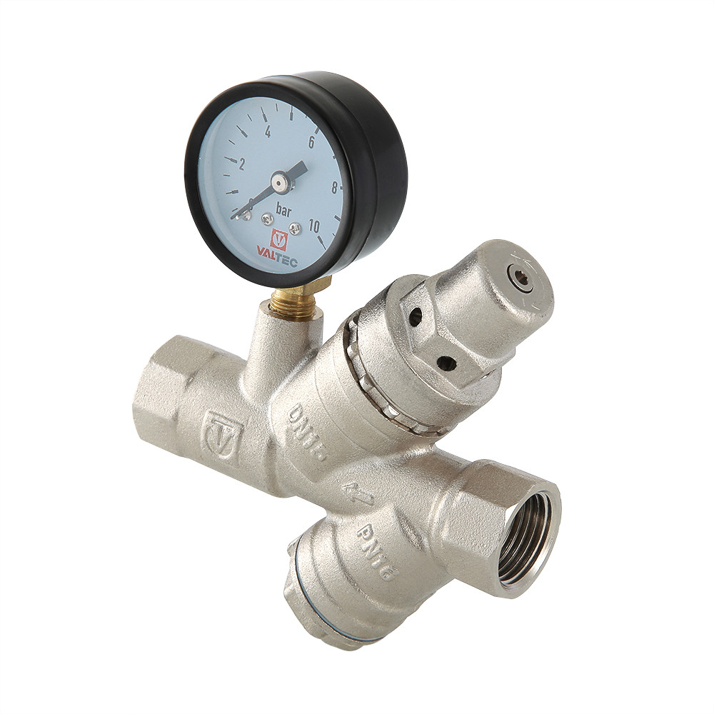 Подпиточный клапан с фильтром и манометром VALTEC VT.515.N.04
