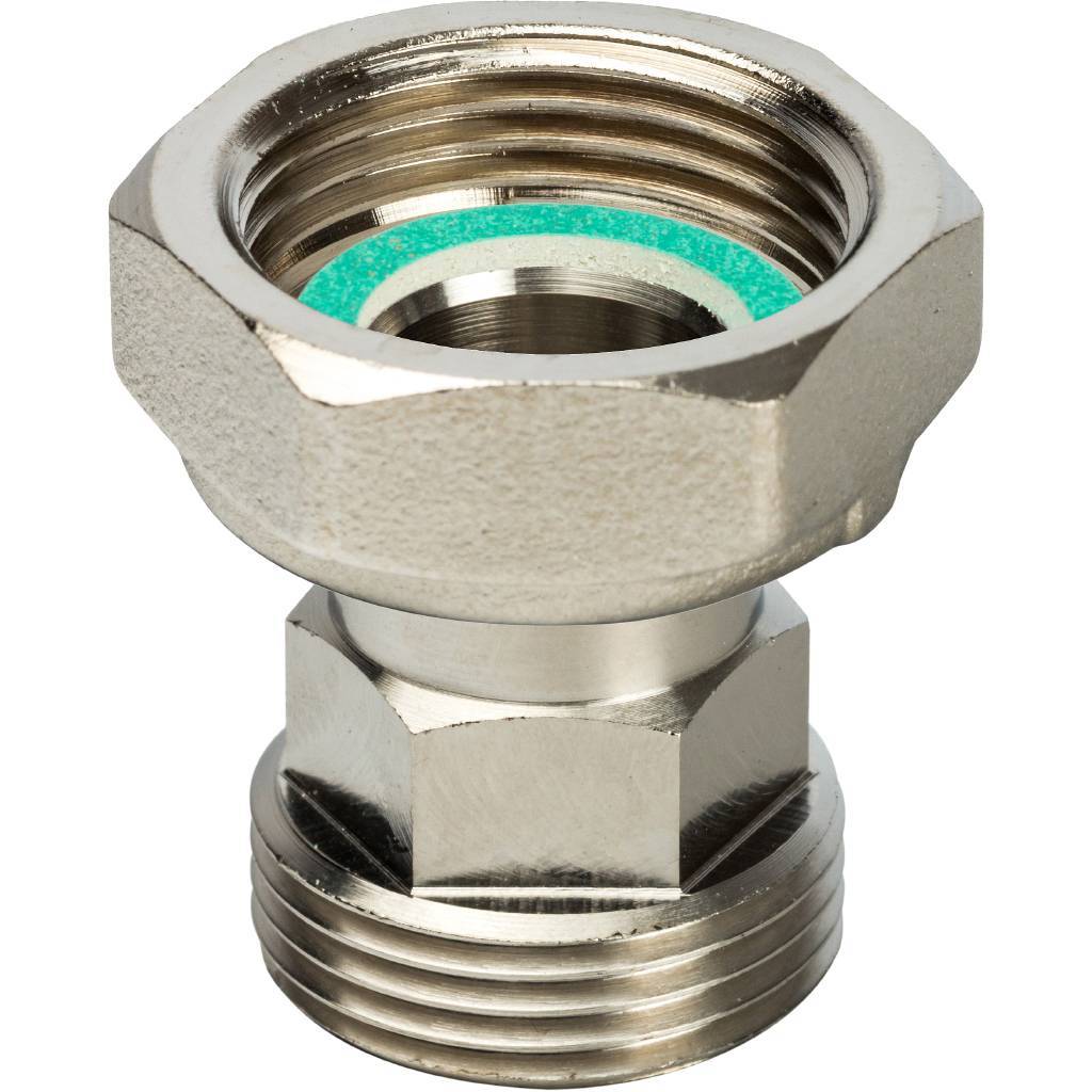 STOUT Разъемное соединение с плоским уплотнением и обратным клапаном, никелированное 3/4" SDG-0019-020020