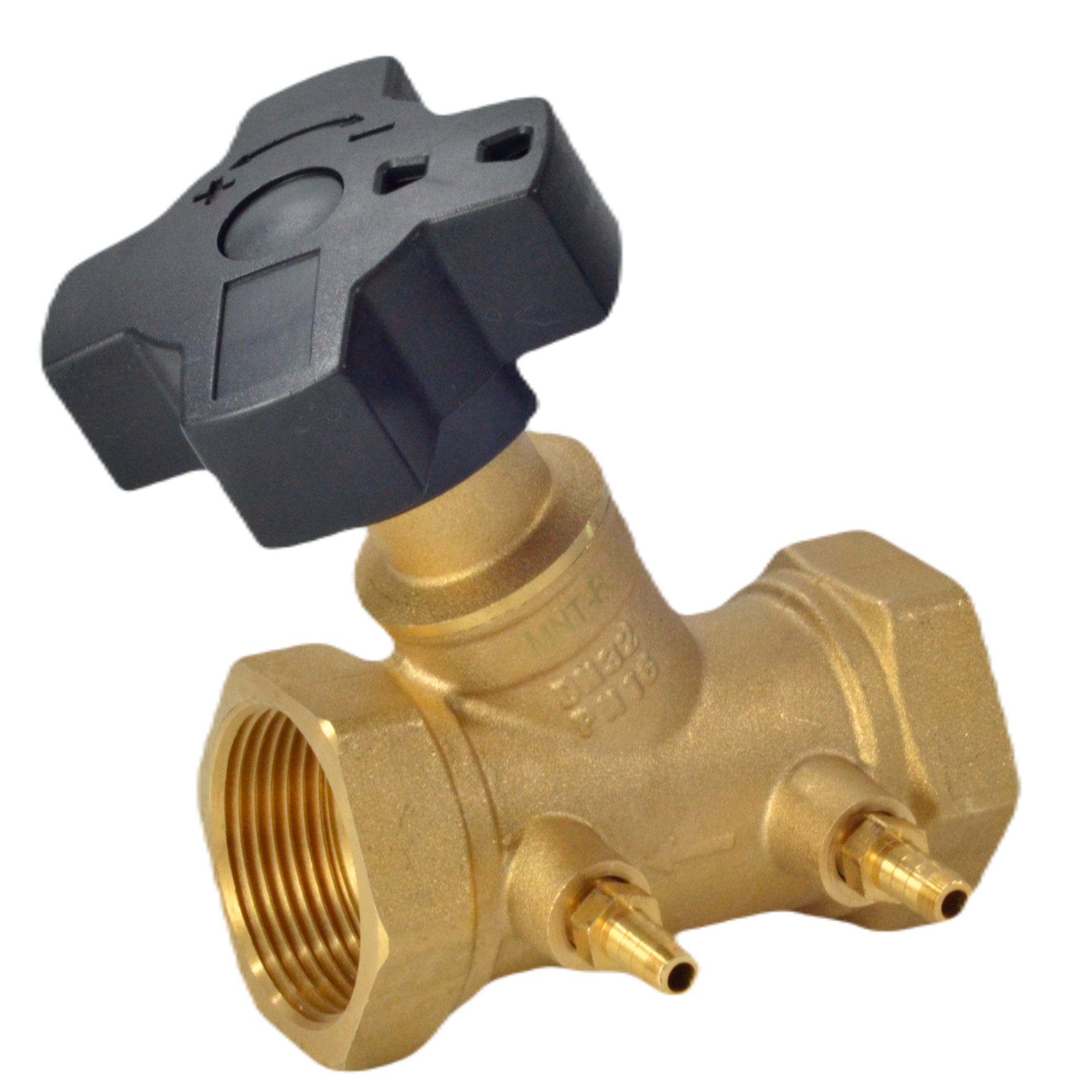 Клапан балансировочный ручной латунь MNT-R Ду 20 Ру16 Тмакс=120 оС ВР Kvs=6м3/ч с измерительными ниппелями Ридан 003Z2332R Ду 20 мм