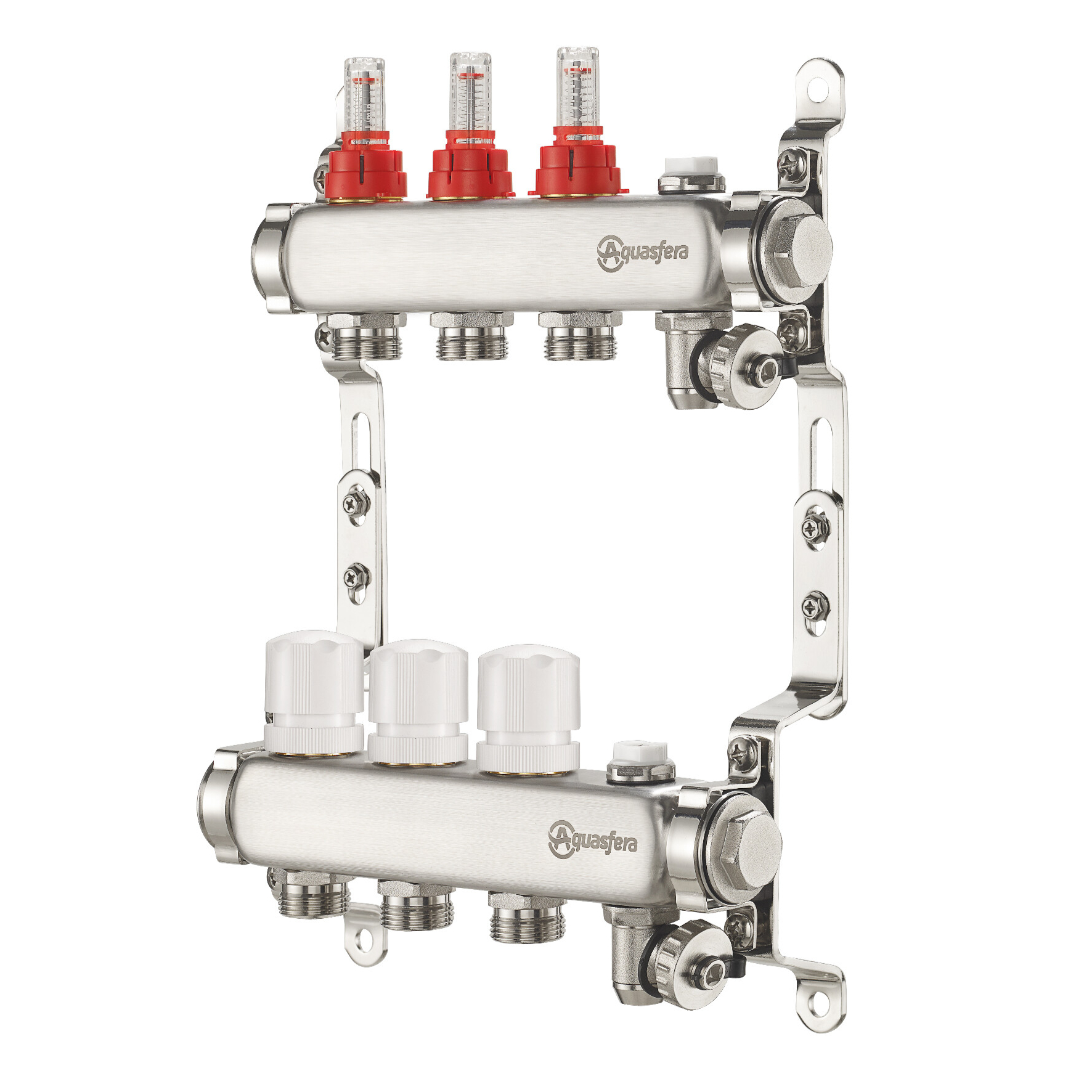 Группа коллекторная нержавеющая сталь 1" ВР/ВР 3 вых 3/4" НР под евроконус с расходомерами Aquasfera 9501-02 129-6944