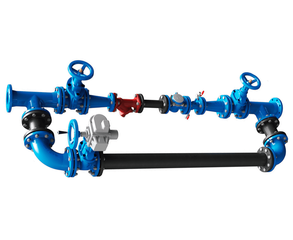 Водомерный узел в сборе из трубы ВЧШГ одно веточный ДУ100