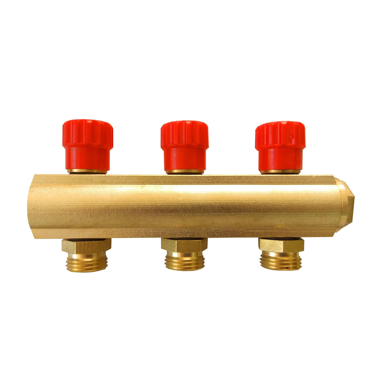 Коллектор латунь 3/4" ВР/ВР на 11 вых 1/2" НР м/о 50мм с запорными клапанами красный маховик Апогей 410228 (КЛА 2011.050-4-ВГ(С)-15) 128-5855