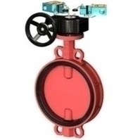Затвор дисковый поворотный чугун VPI4448R2C-08EP Ду 65 Ру16 межфл с редуктором диск чугун манжета EPDM с концевыми выключателями для систем пожаротушения Tecofi VPI4448R2C-08EP0065 107-7958 Ду 65 мм
