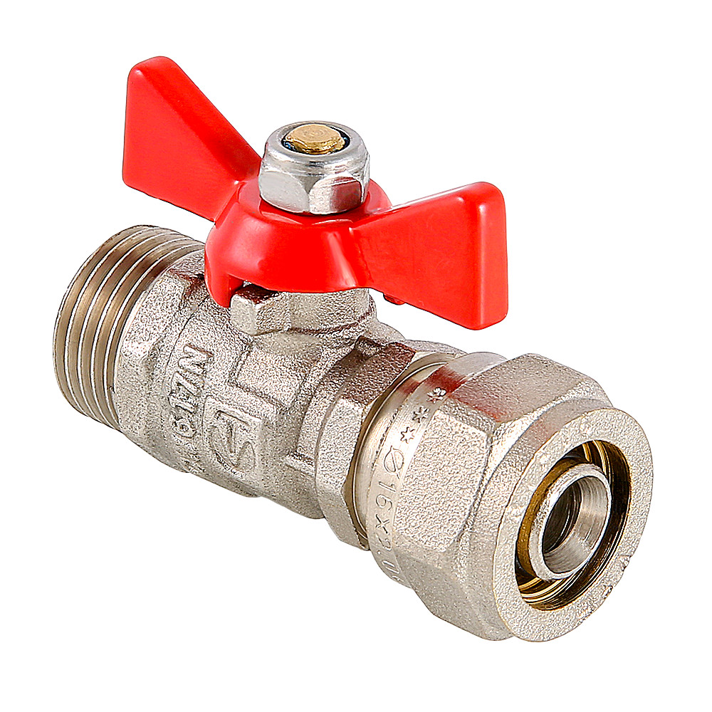 Кран шаровой с обжимным соединением и наружной резьбой VALTEC VT.341.N.1604