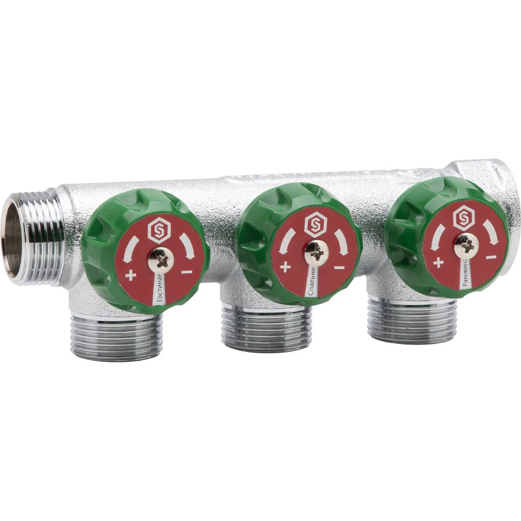 STOUT SMB-6850-011203 STOUT Коллектор регулирующий 1", 3 отвода 1/2"