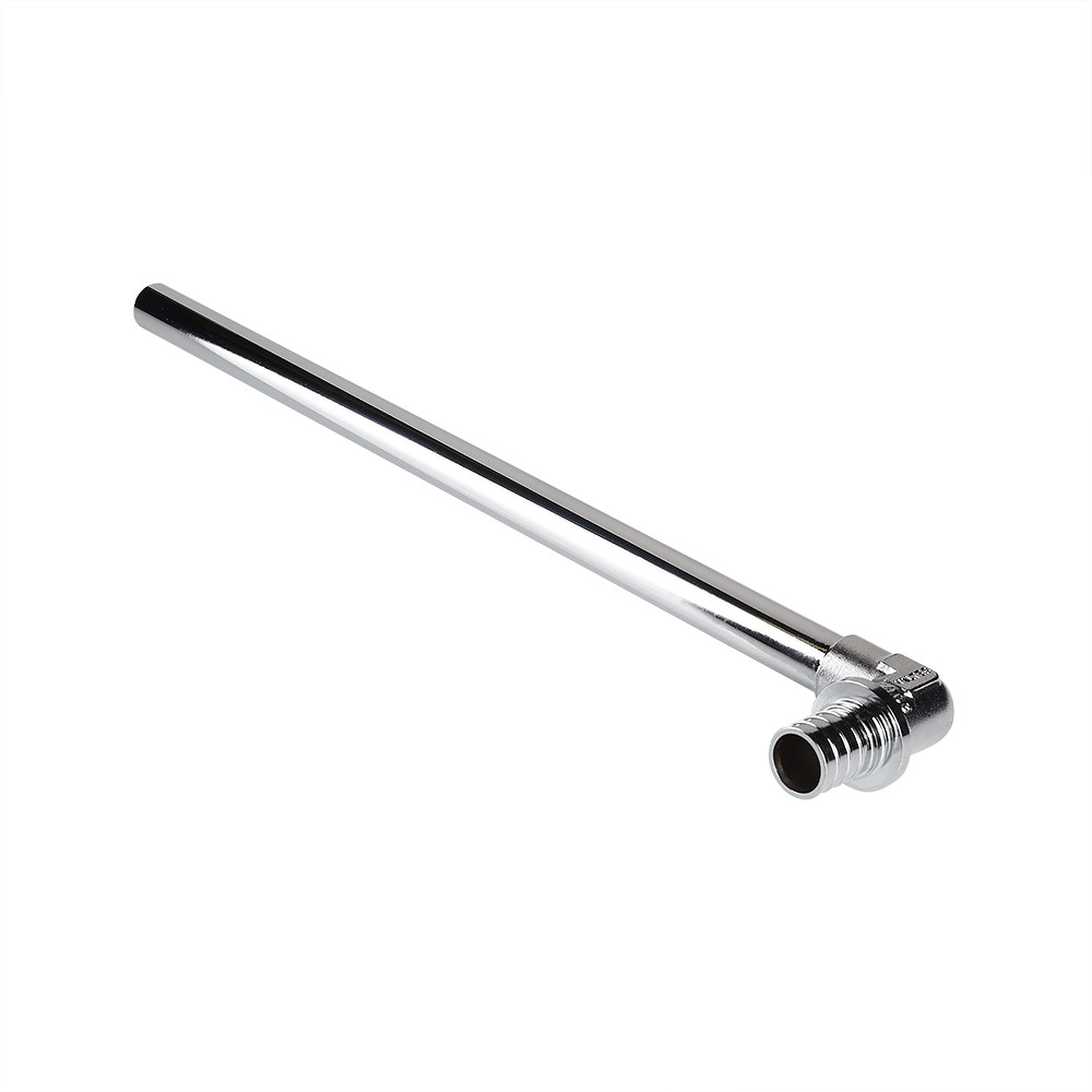 Фитинг аксиальный универсальный – угольник радиаторный с хромированной латунной трубкой, короткий VALTEC VTm.481.C.001615