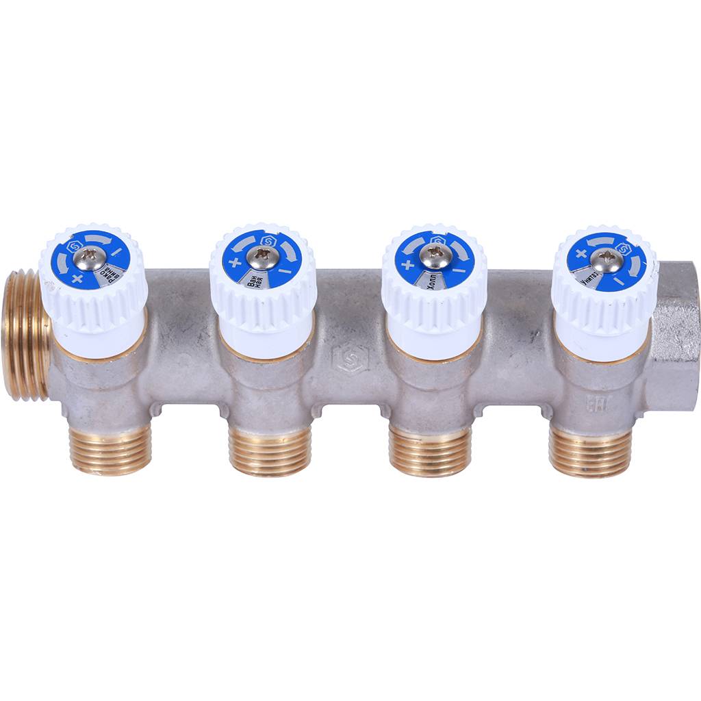 STOUT Коллектор распределительный 1", 4 отвода 1/2" плоское уплотнение SMB 6852 011204