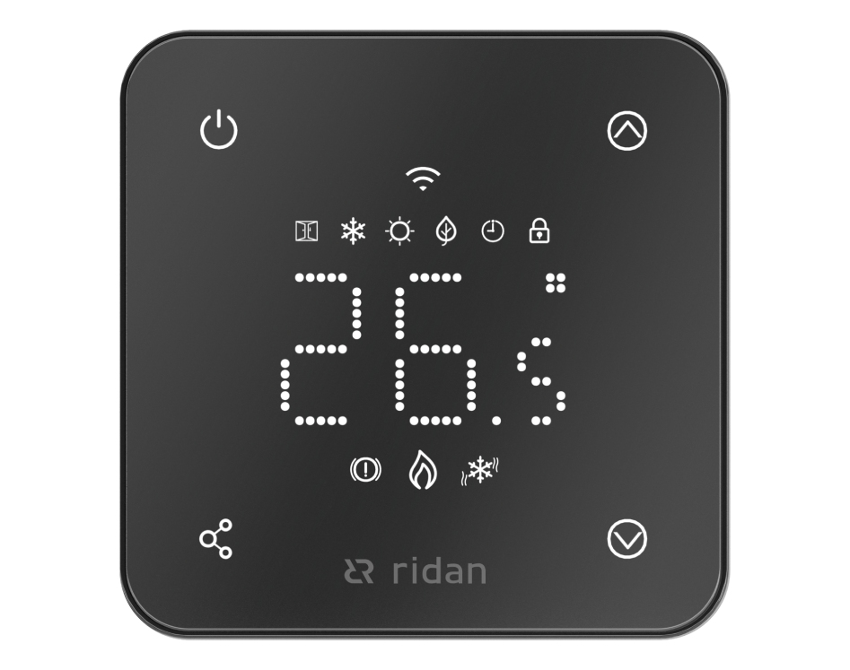 Ридан 088L1144R — Электронный комнатный термостат RSmart-FB с Wi-Fi подключением 230V, черный