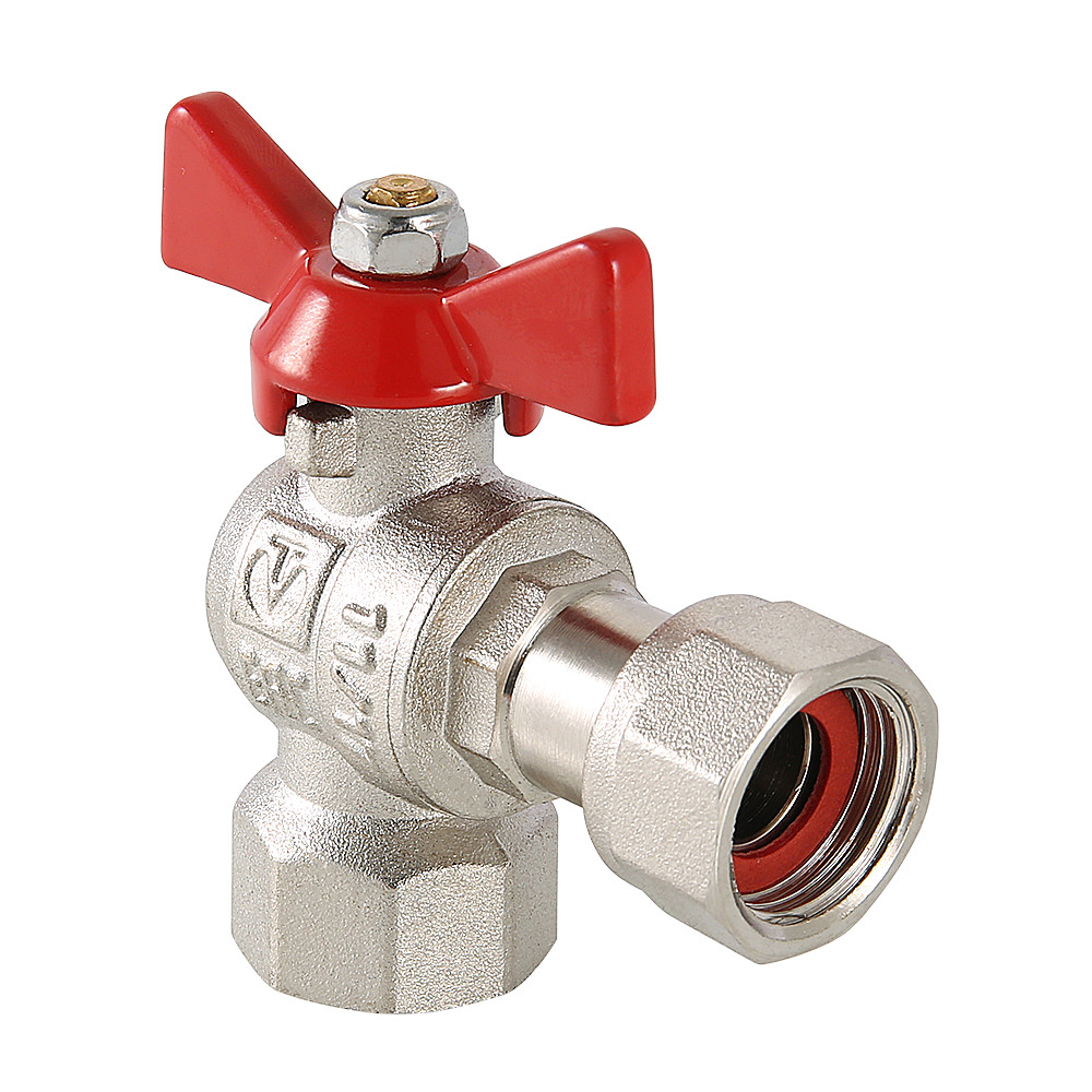 Кран шаровой угловой с накидной гайкой и внутренней резьбой VALTEC VT.266.N.0505